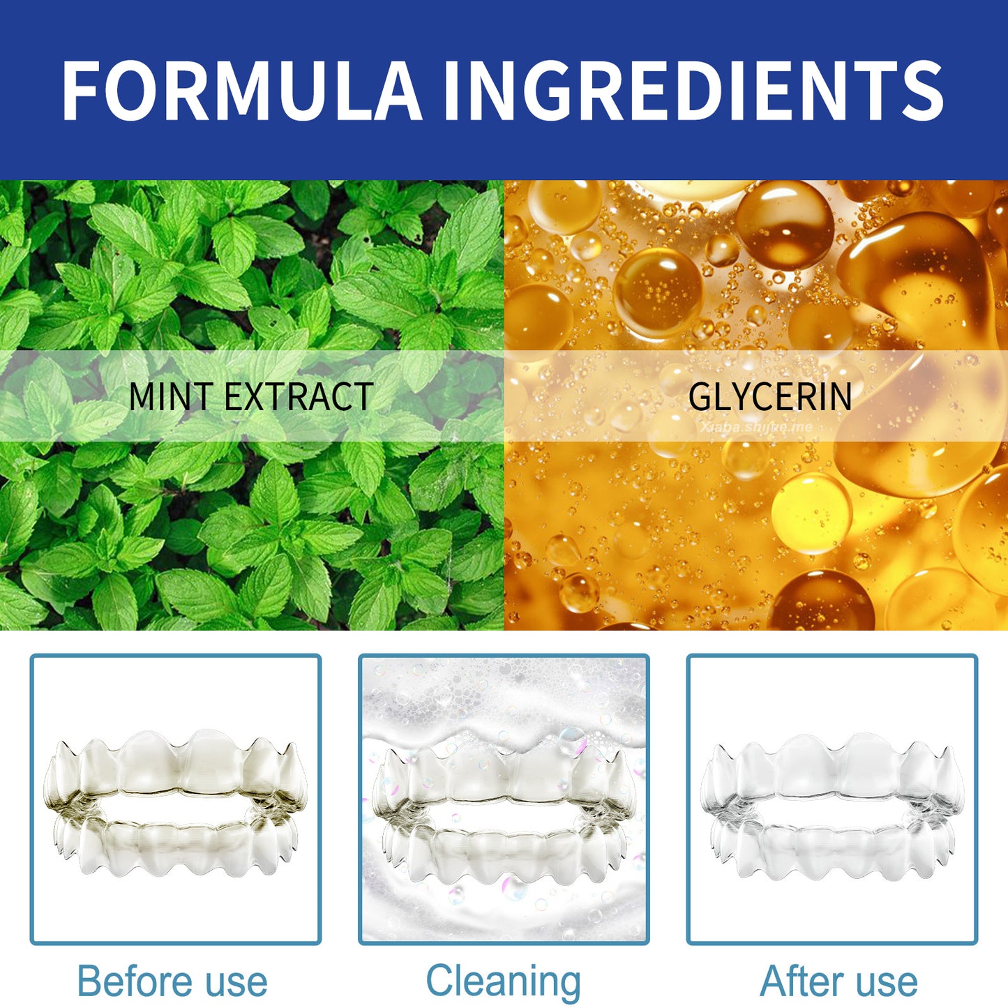 Denture Cleaner, Oral Cleaning Care Fresh Breath White Dentures Cleaner