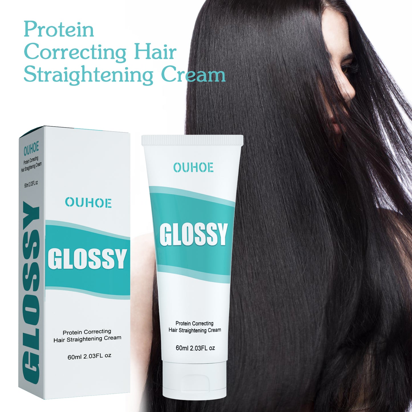 Protein Hair Straightening Cream, Repair Damaged Dry Hair Free Straightening Styling Hair Softener