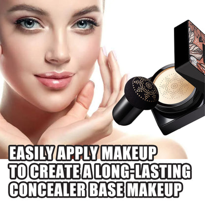 Magic Mat Powder Puff, Invisible Pore Ivory White Natural Color With Mushroom Air Cushion On Makeup Base