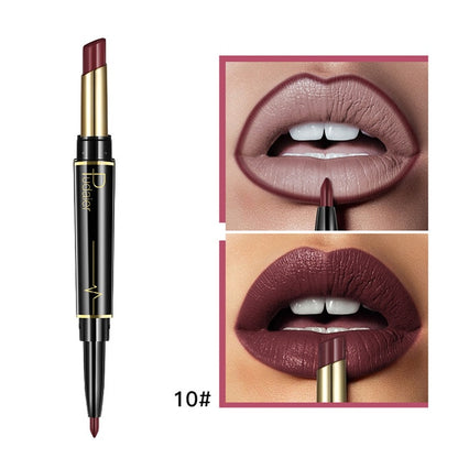 Matte Lipstick Wateproof Double Ended Long Lasting Lipsticks Brand Lip Makeup Cosmetics Nude Dark Red Lips Liner Pencil