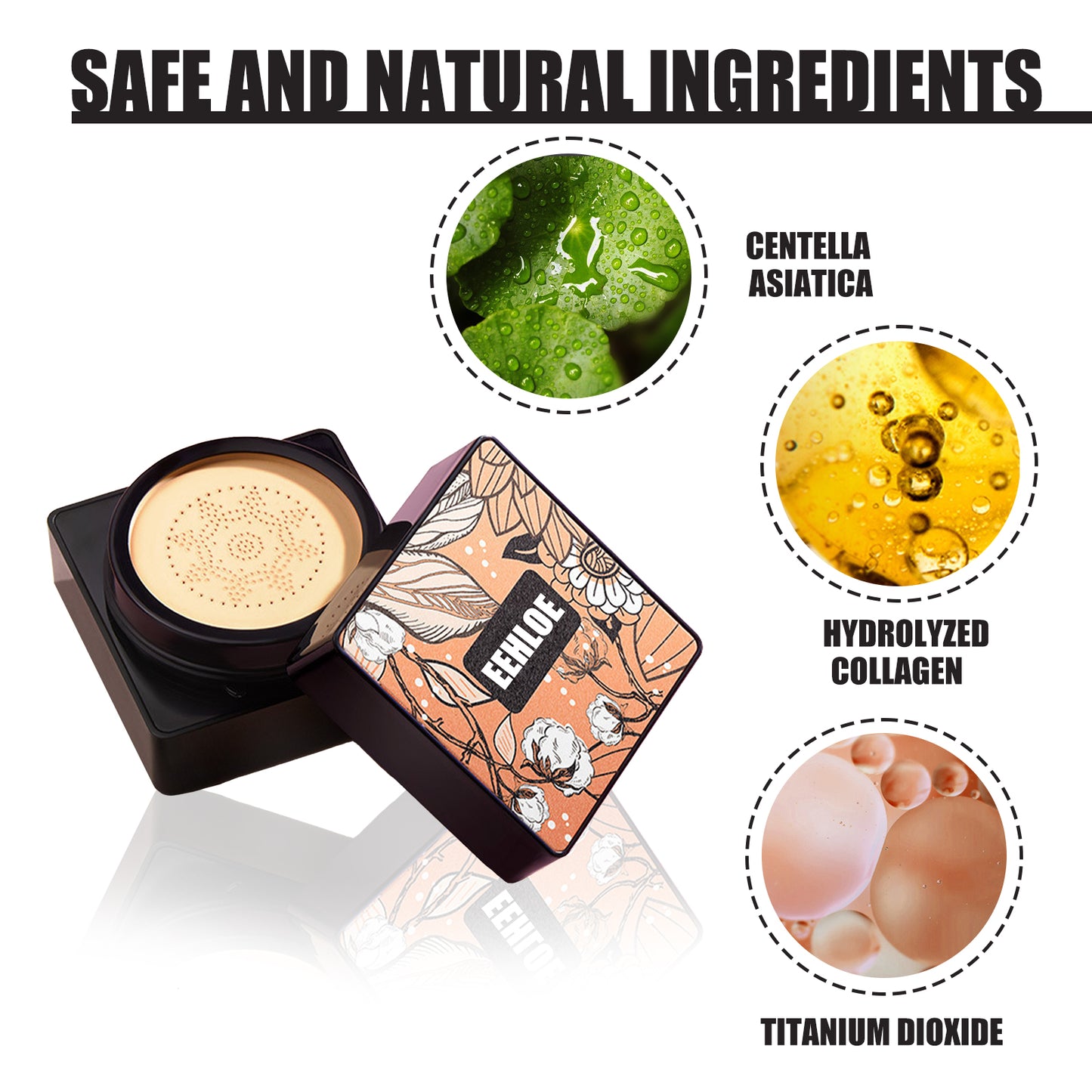 Magic Mat Powder Puff, Invisible Pore Ivory White Natural Color With Mushroom Air Cushion On Makeup Base